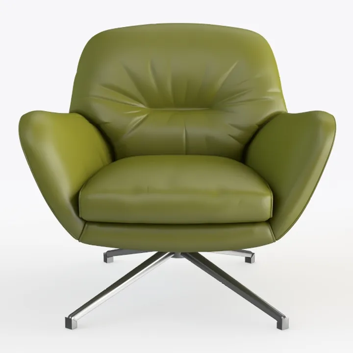 Modern Olive Green Leather Swivel Armchair 3D Model