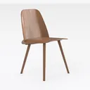 Minimalist Solid Oak Wood Dining Chair 3D Model Right 45 Degree View