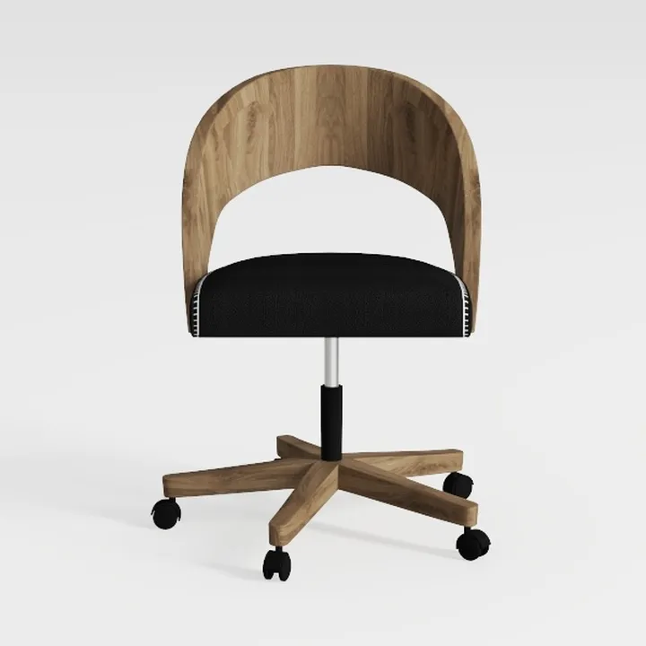 Modern Oak Fabric Upholstered Swivel Office Chair 3D Model