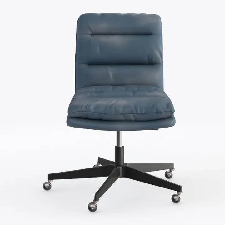 Modern Navy Blue Leather Tufted Office Chair 3D Model