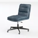 Modern Navy Blue Leather Tufted Office Chair 3D Model Left 45 Degree View