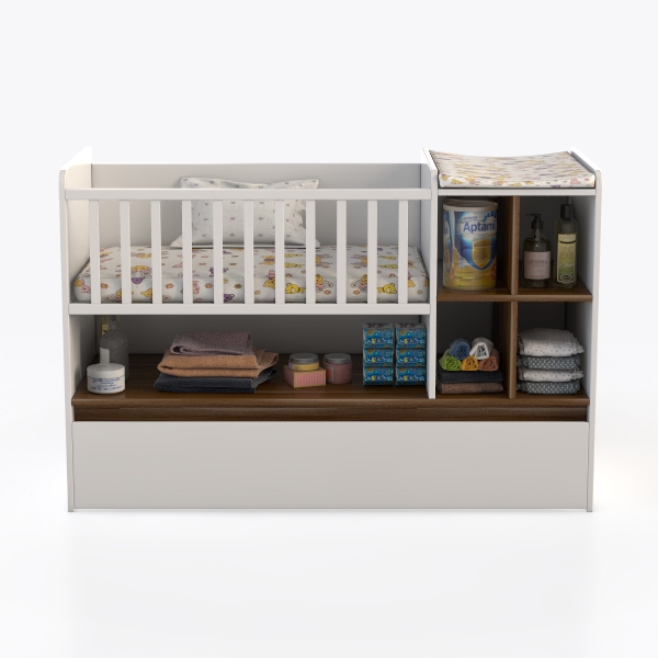 Remi White with Natural 4-in-1 Convertible Crib an