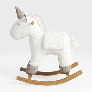 Plush Fabric Wooden Unicorn Rocking Horse Kids Toy 3D Model