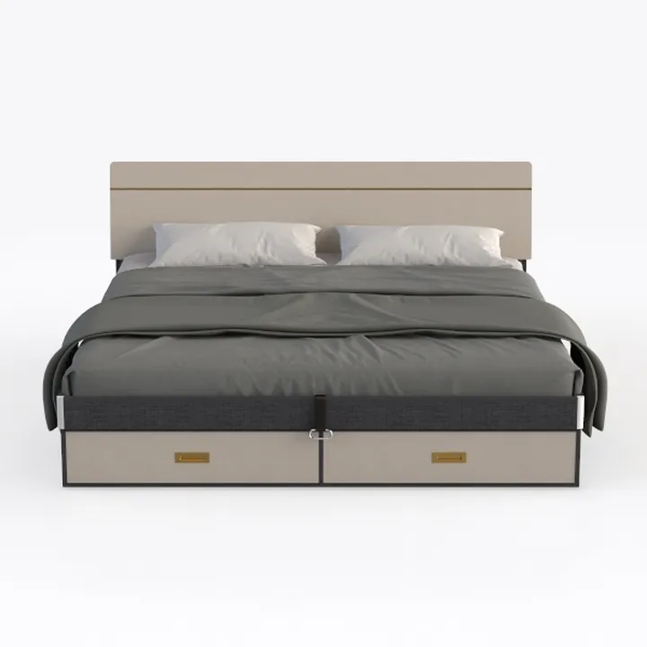 Modern Minimalist Fabric Upholstered Storage Bed 3D Model