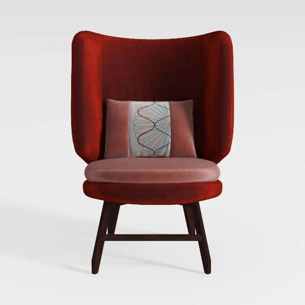 Shally Dogan Poltrona da Casa Salotto con Rivestimento in Velluto, Sedia Design Scandinavo Seduta Ergonomica e Braccioli, Piedi in Legno Naturale, Poltroncina Imbottitura Alta Densità (Terracotta)