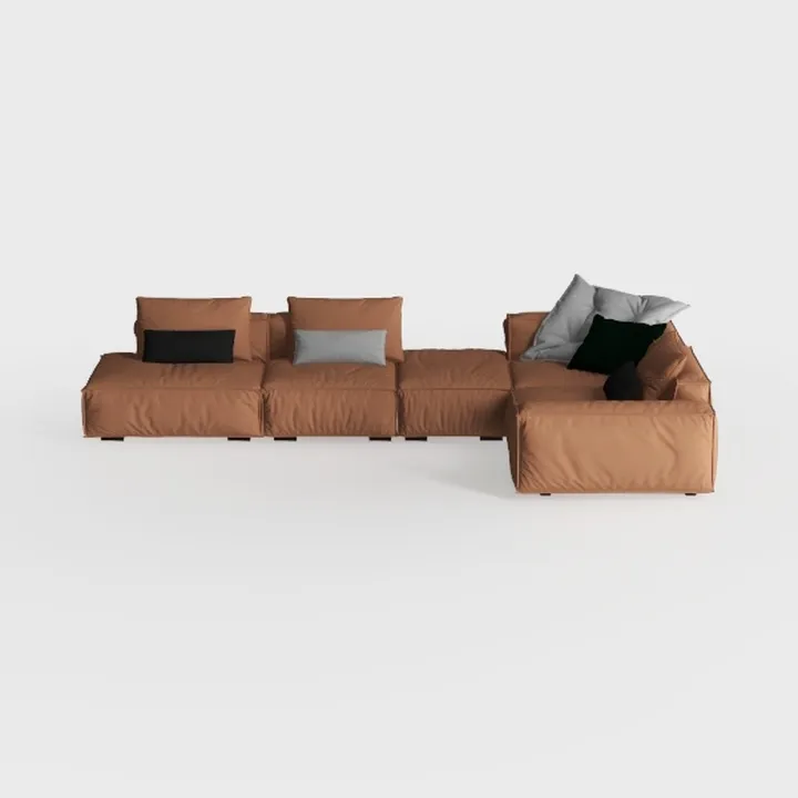 142" Comfy L Shaped Orange Sectional Couches for