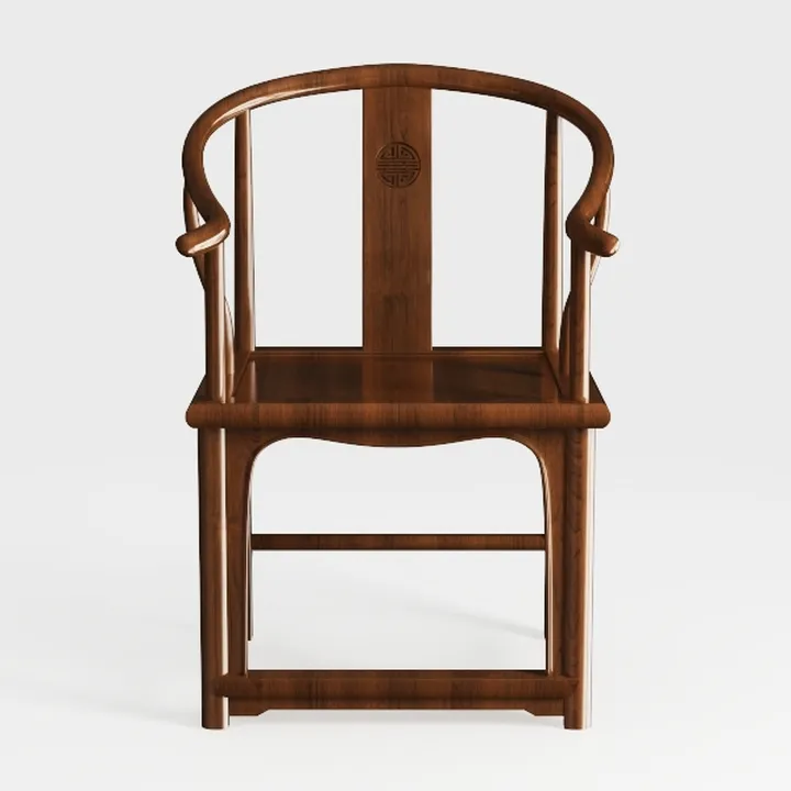 Traditional Solid Wood Chinese Armchair 3D Model