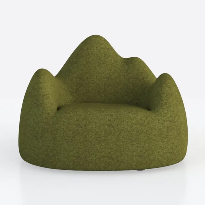 Minimalist Olive Green Fabric Special shaped Armchair 3D Model