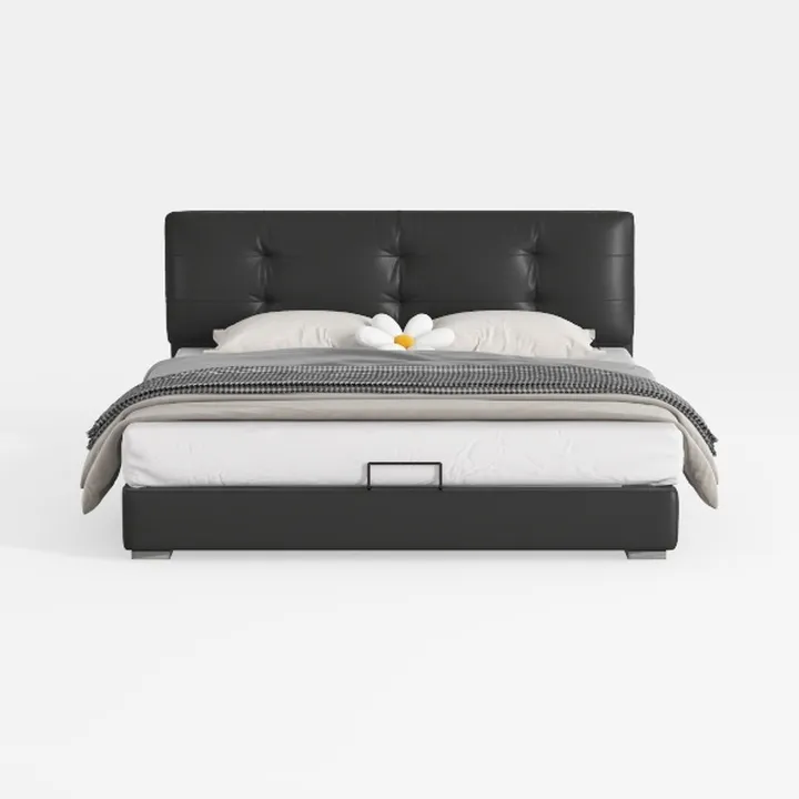 BOWERY HILL Modern Fabric Tufted Platform Storage 