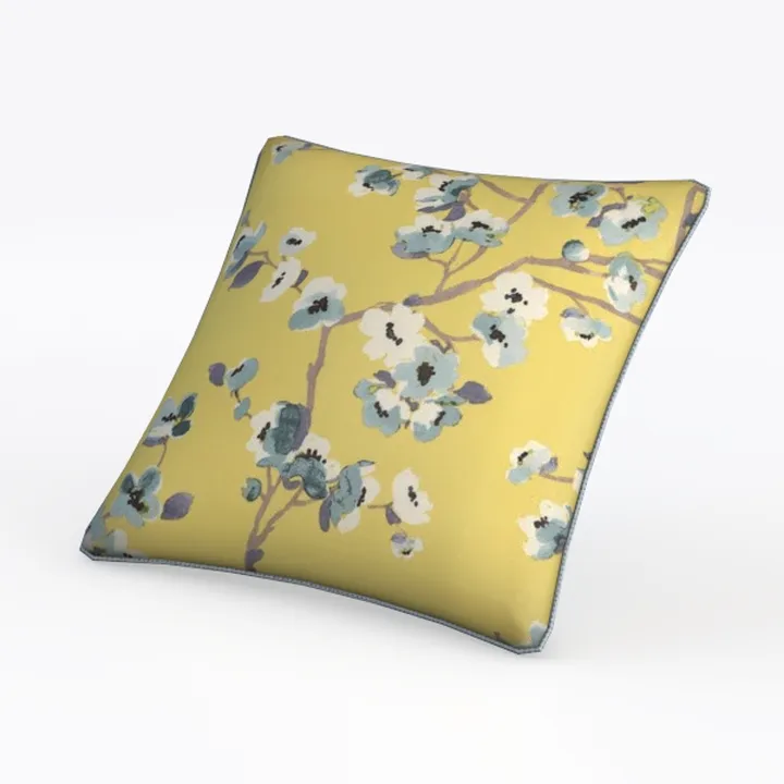 Floral Print Fabric Throw Pillow Decorative 3D Model