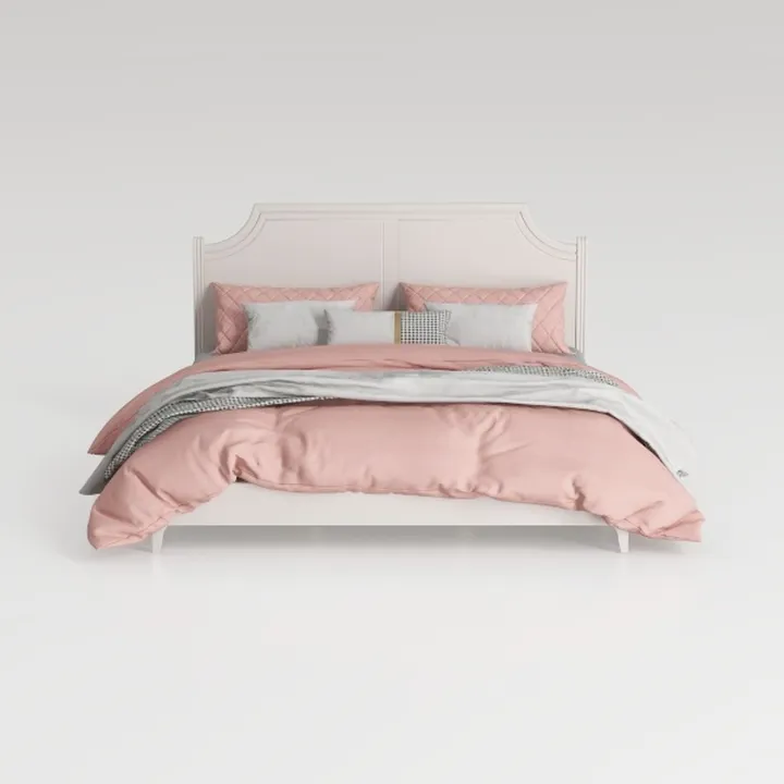 Pemberly Row Diamond Tufted Velvet Wood Queen Bed 