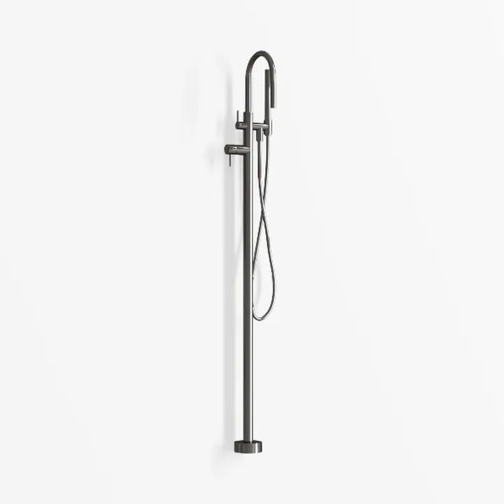 Modern Black Metal Floor Mounted Bathroom Shower Mixer Tap 3D Model