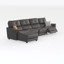 Modern Leather Reclining Sectional Sofa 3D Model Right 45 Degree View