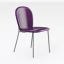Modern Purple Fabric Metal Dining Chair 3D Model Right 45 Degree View
