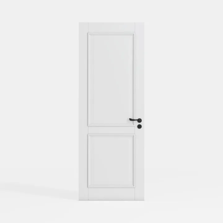 Minimalist White Solid Wood Interior Door 3D Model