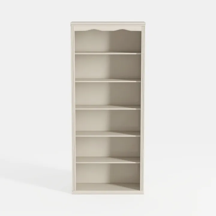 Minimalist Off White Solid Wood Open Bookshelf 3D Model