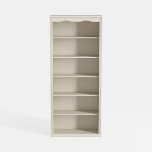 Minimalist Off White Solid Wood Open Bookshelf 3D Model
