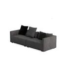 Modern Minimalist Dark Velvet Modular Sofa With Decorative Throw Pillows 3D Model Left 45 Degree View