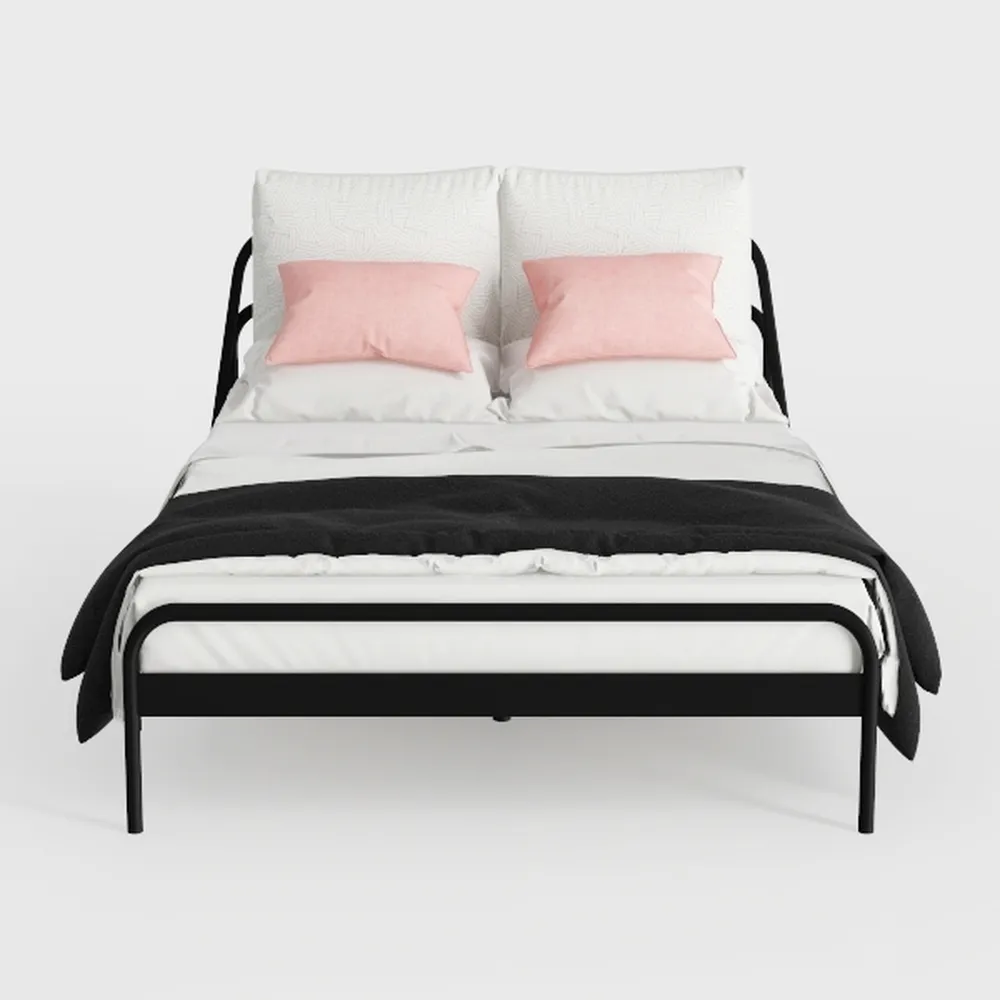 Twin Size Bed Frame with Rustic Wood Headboard