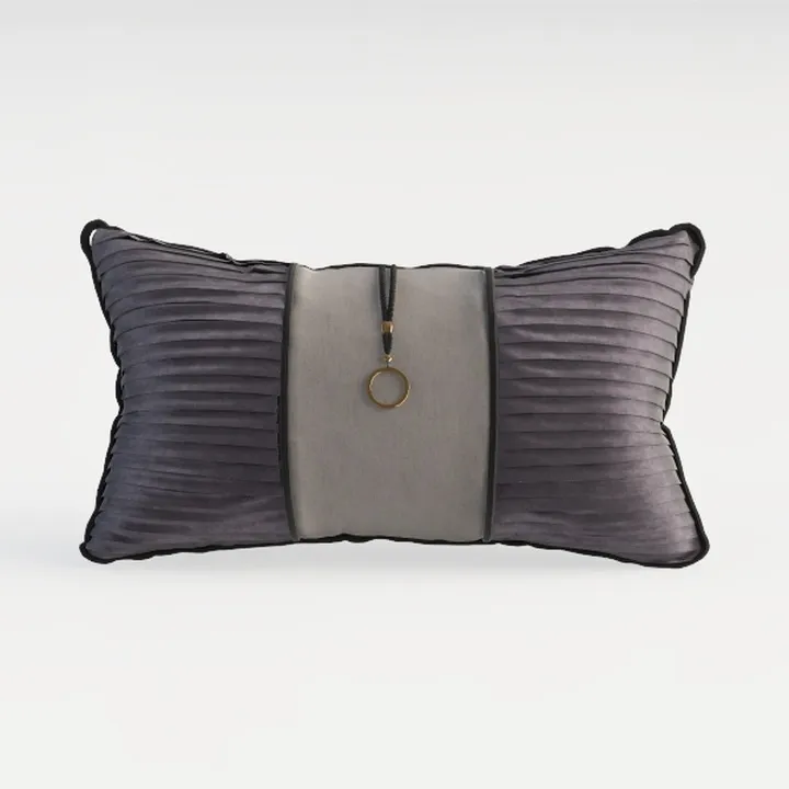 Minimalist Pleated Velvet Decorative Lumbar Pillow 3D Model