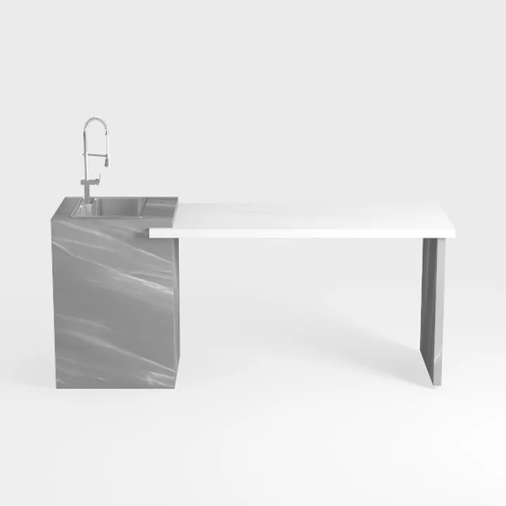 66 in. W x 22 in. D Cultured Marble Single Basin V