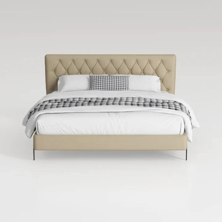 Modern Tufted Leather Upholstered King Size Bed 3D Model