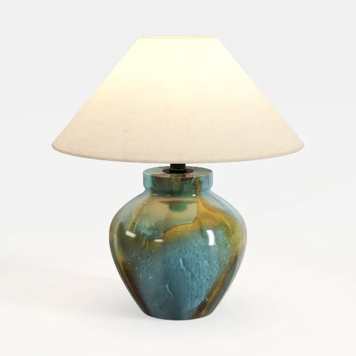 Modern Glazed Ceramic Fabric Shade Table Lamp 3D Model