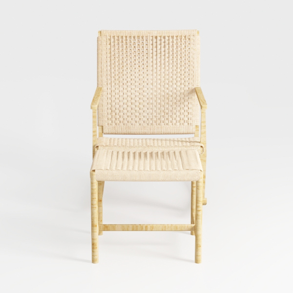 Polar Aurora Dining Chairs Set of 6 Beige Rattan