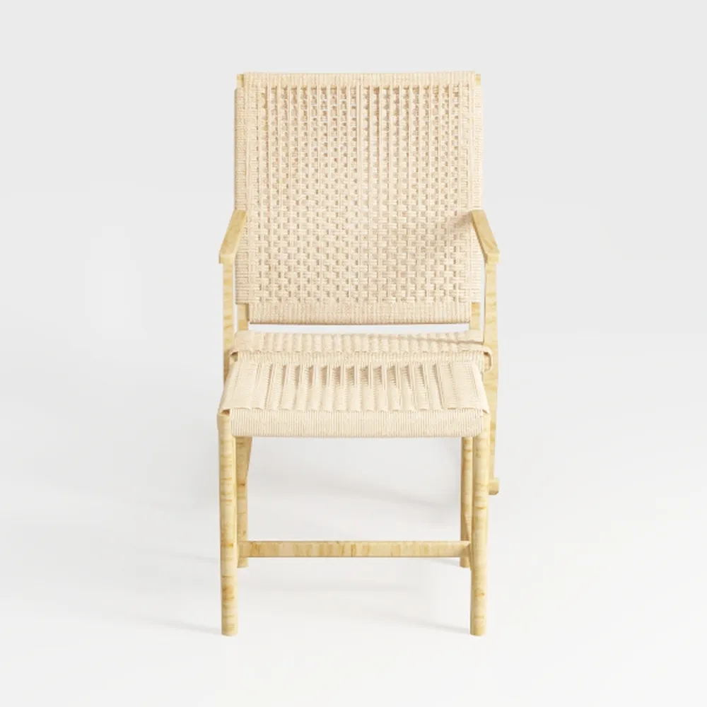 Polar Aurora Dining Chairs Set of 6 Beige Rattan