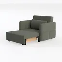 Minimalist Dark Green Corduroy Chaise Lounge Chair 3D Model Left 45 Degree View
