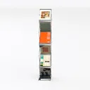 Modern Metal Acrylic Freestanding Magazine Display Rack 3D Model Left 45 Degree View