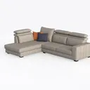 Modern Fabric L Shape Sectional Sofa with Throw Pillows 3D Model Left 45 Degree View
