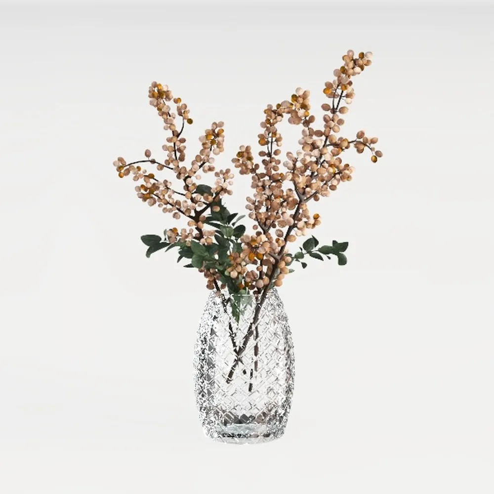 Leftover Fake Flowers in Vase,Faux Flowers in Vase