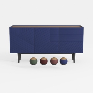 Modern Navy Blue Geometric Pattern Sideboard with Optional Color Knobs 3D Model