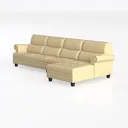 Modern Leather L Shaped Sectional Sofa with Tufted Ottoman 3D Model Left 45 Degree View