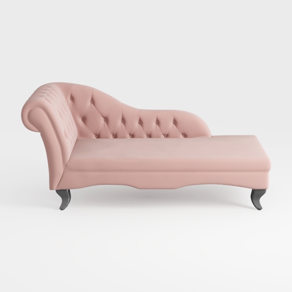 Velvet Chaise Lounge Button Tufted Nail Trim