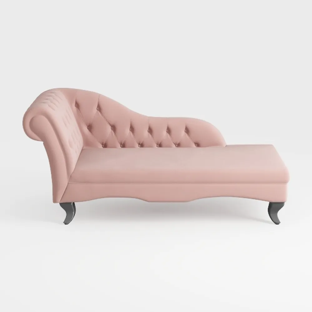 Velvet Chaise Lounge Button Tufted Nail Trim 