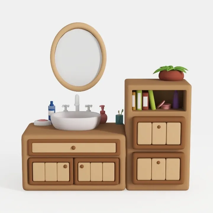 bathroom cabinet-Little Borrowers’ Cozy House