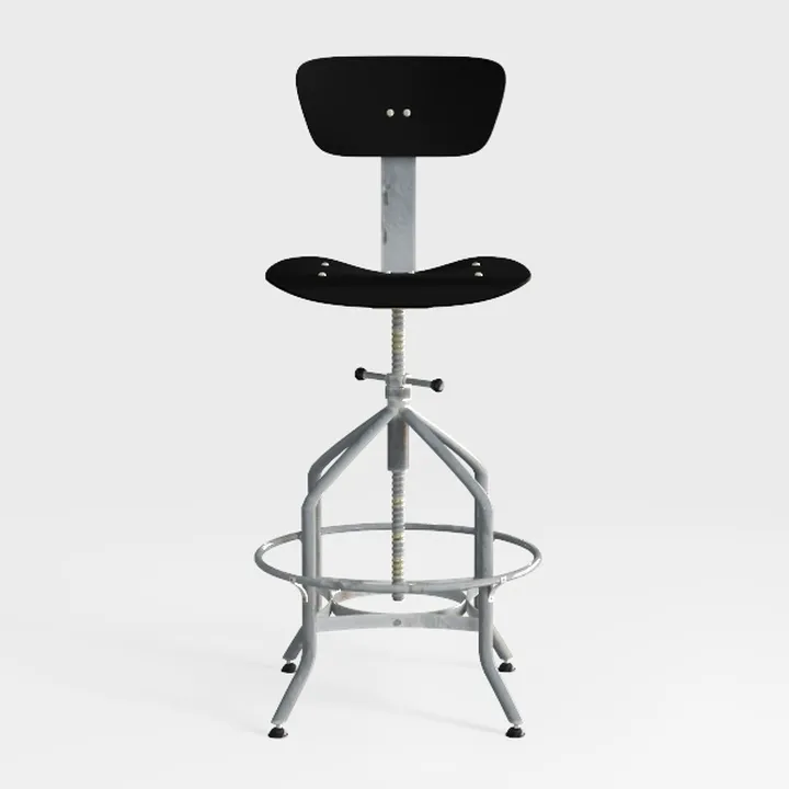 Industrial Metal Fabric Black Adjustable Drafting Stool 3D Model