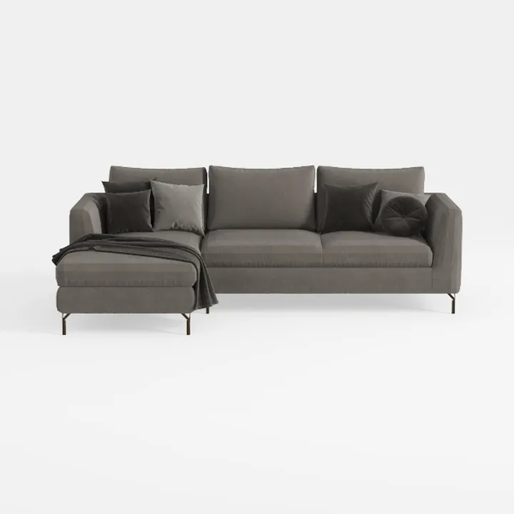 Modern Dark Gray Fabric L Shaped Sectional Sofa 3D Model