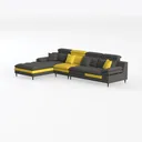 Modern Two Tone Fabric Sectional Sofa with Chaise Lounge 3D Model Left 45 Degree View