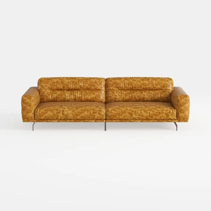 Modern Vintage Cognac Leather Oversized Sofa 3D Model