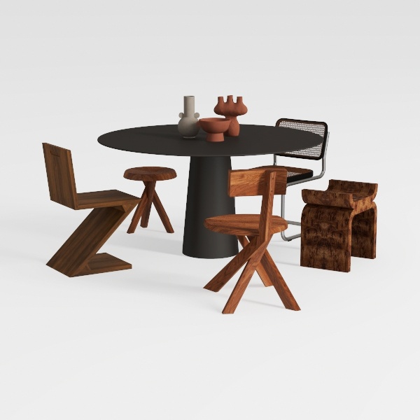 Haven Contemporary Brown Walnut Veneer Wood 47 in.