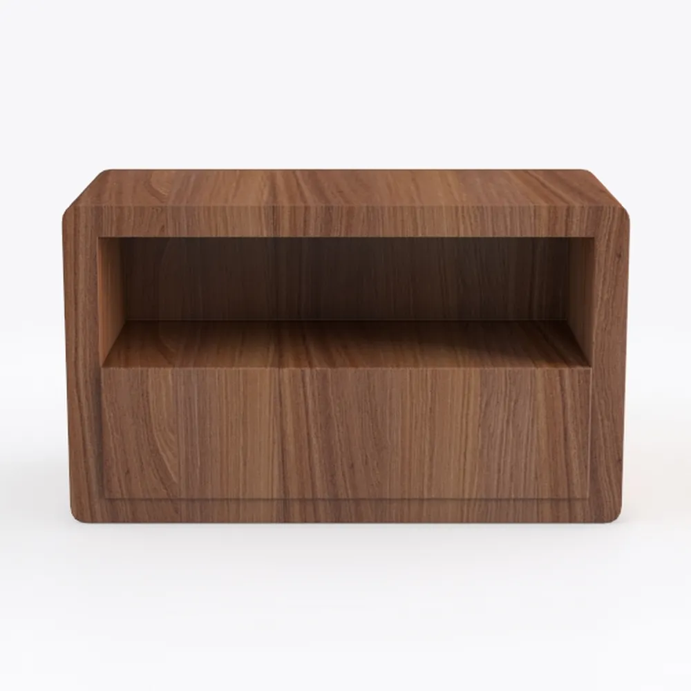 Fluted Nightstand Set of 2, Walnut Bedside Table