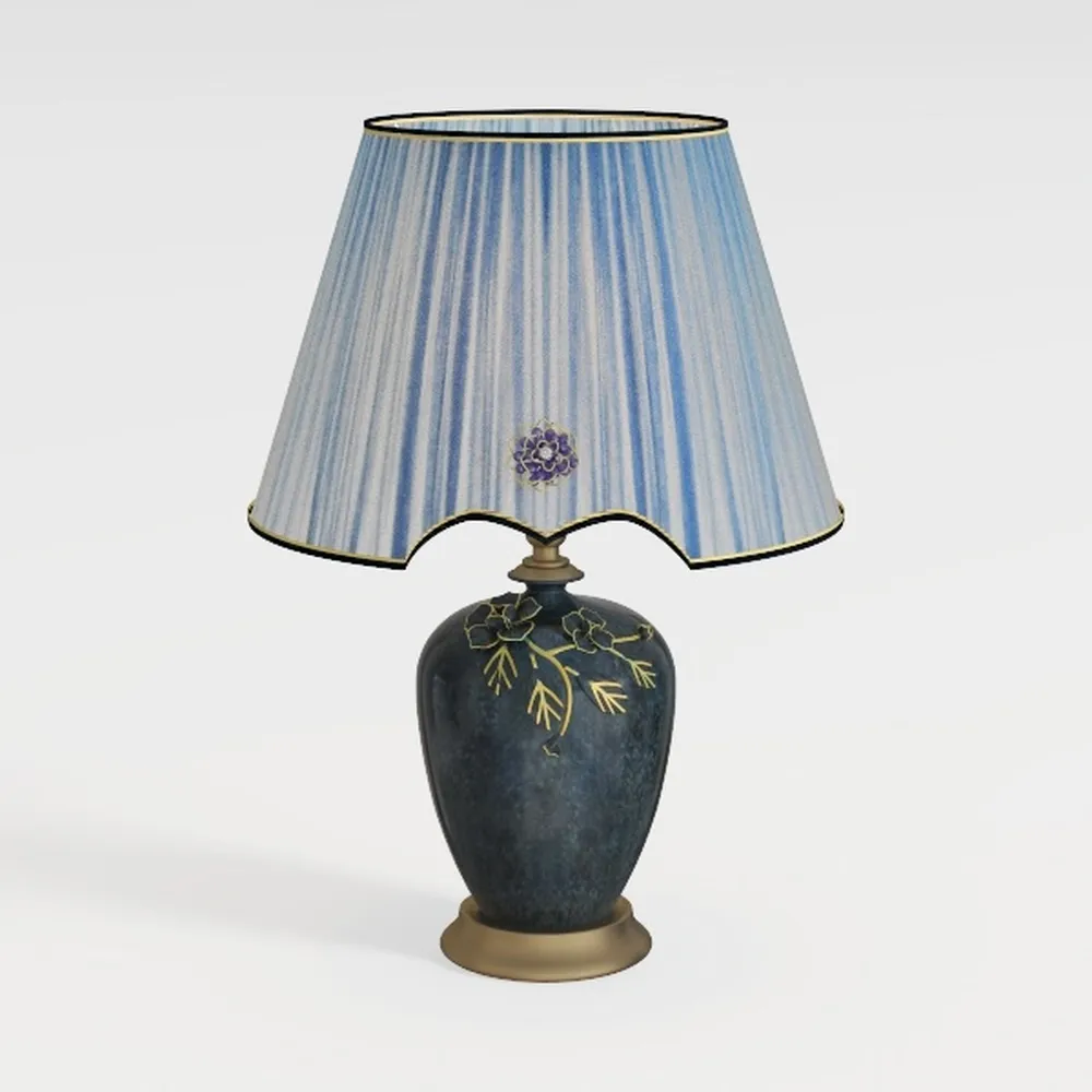 TL0017 Tiffany Style Blue Grey Table Lamp, Stained