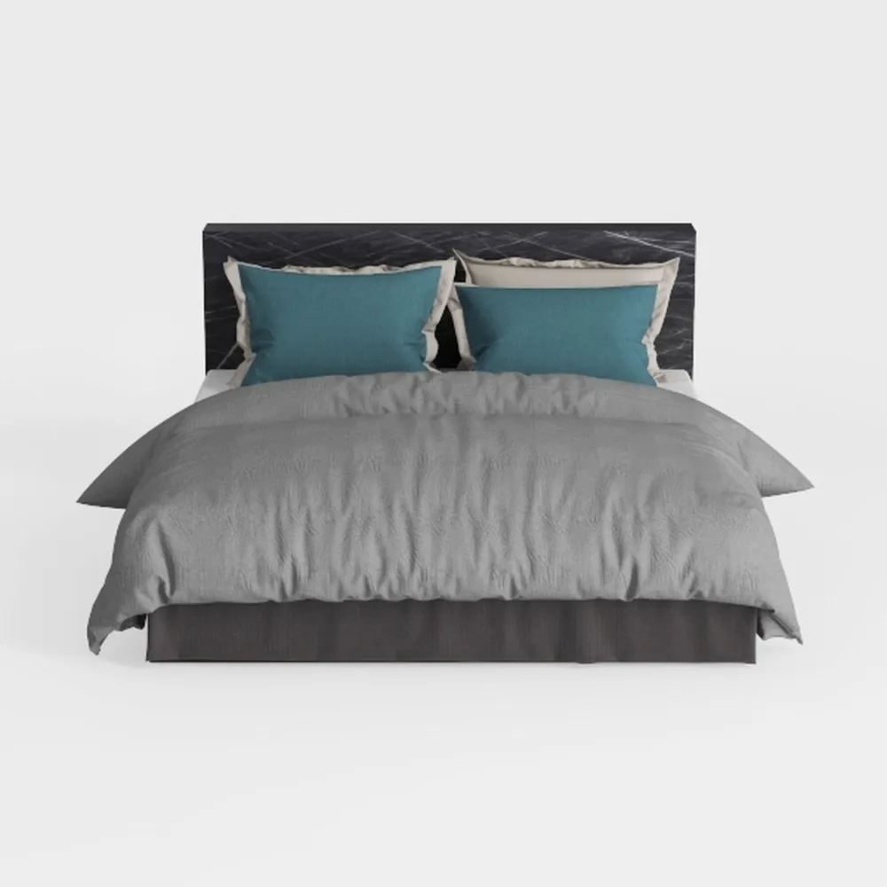 LSIGHTUS Grey Modern Queen Size Platform Bed, Leat