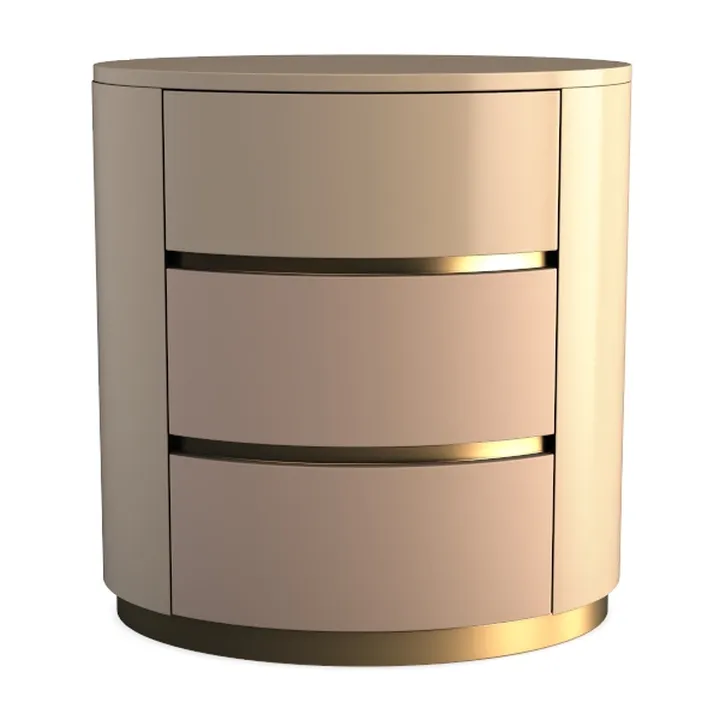 Modern Luxury Gold Accent Round Nightstand 3D Model