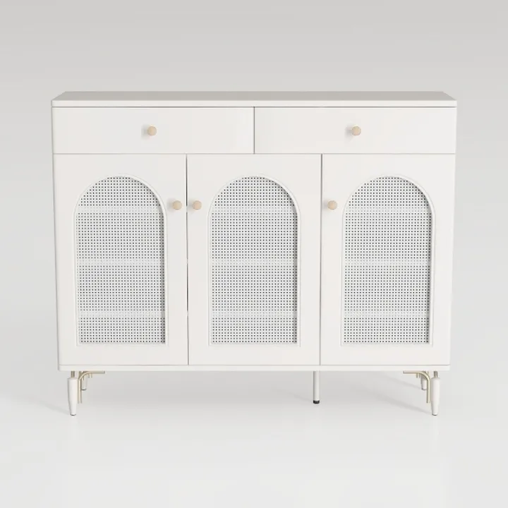 Rattan Sideboard Buffet Cabinet With LED Lights, 2