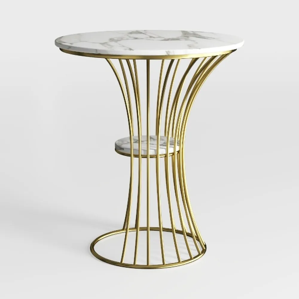 Little Tree Square Side Table Faux Marble Golden