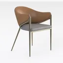 Modern Two Tone Leather Metal Armchair 3D Model Right 45 Degree View